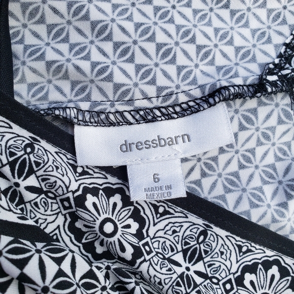 Dress Wrap Tie Back Black White Print Sz 6 - Picture 6 of 7